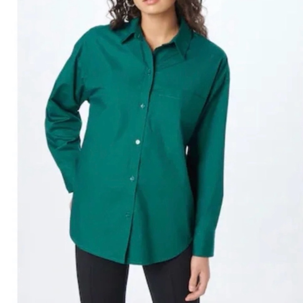 NEW Abercrombie & Fitch Women’s Oversized Button Up Shirt Top - Green - Small